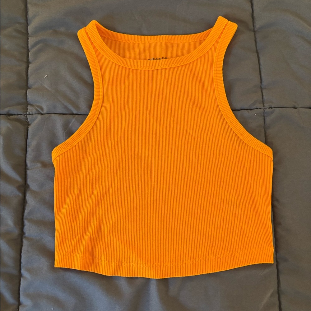 Orange Ribbed Tank Top